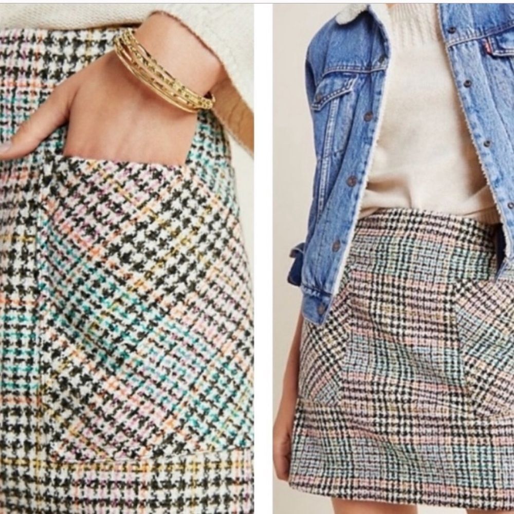 Anthropologie Multicolor Tweed Mini Skirt